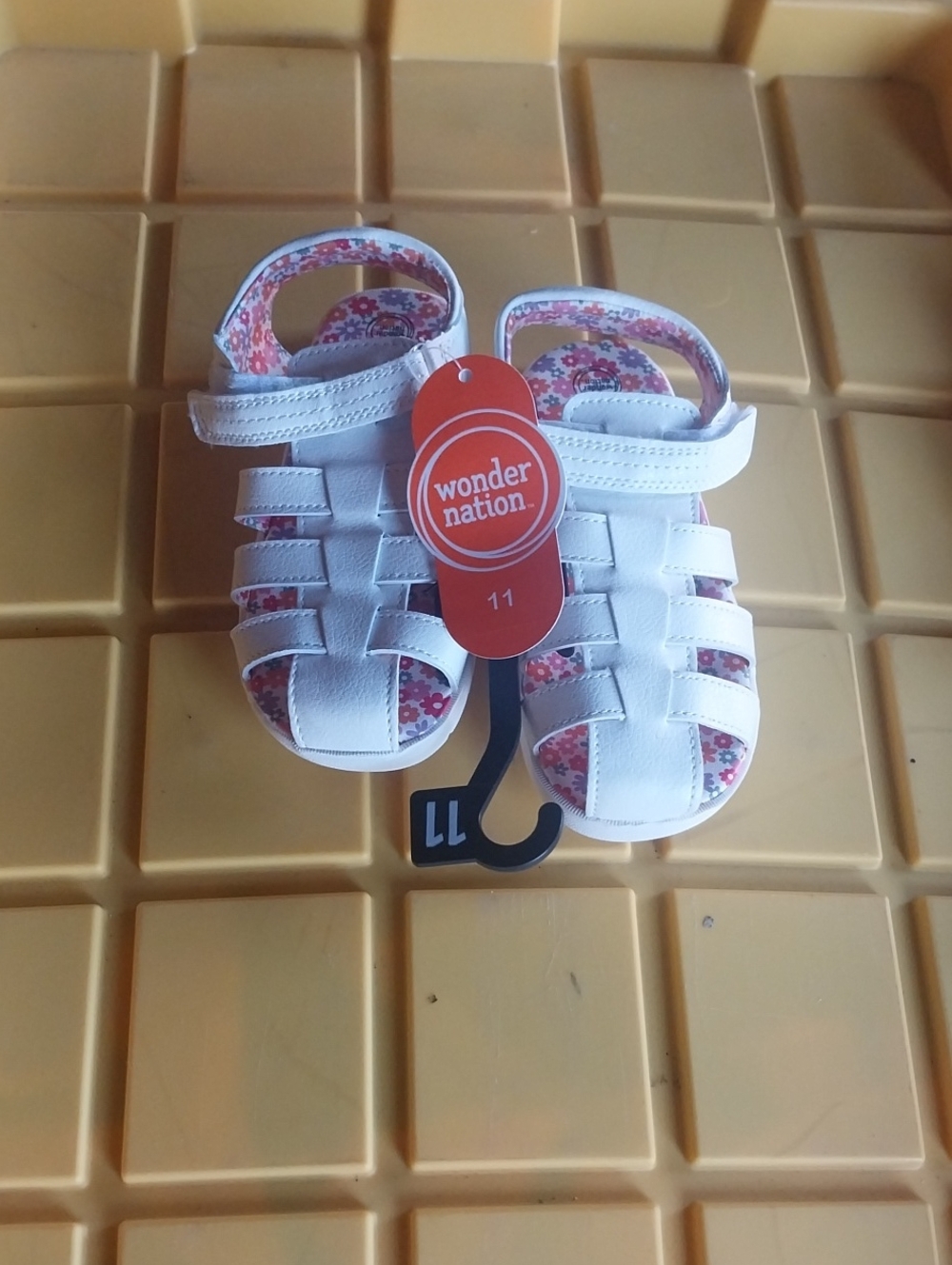 wonder nation White Girls' Floral-Print Strappy Sandals